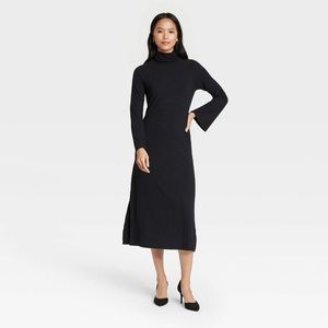 Black Bell Long Sleeve Sweater Dress